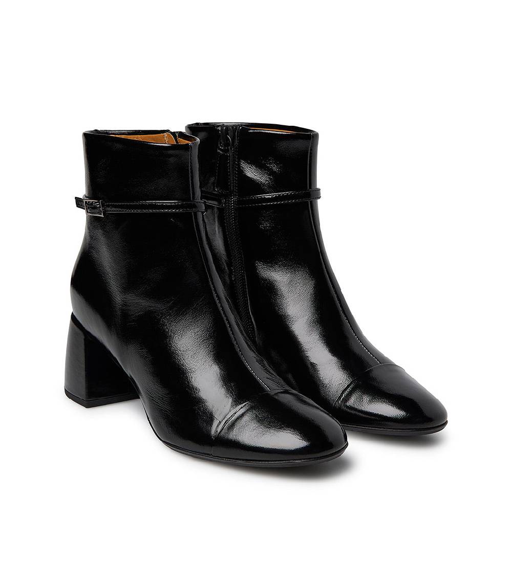 Loriblu Stivaletto in pelle lucida nera con cinturino Vendita