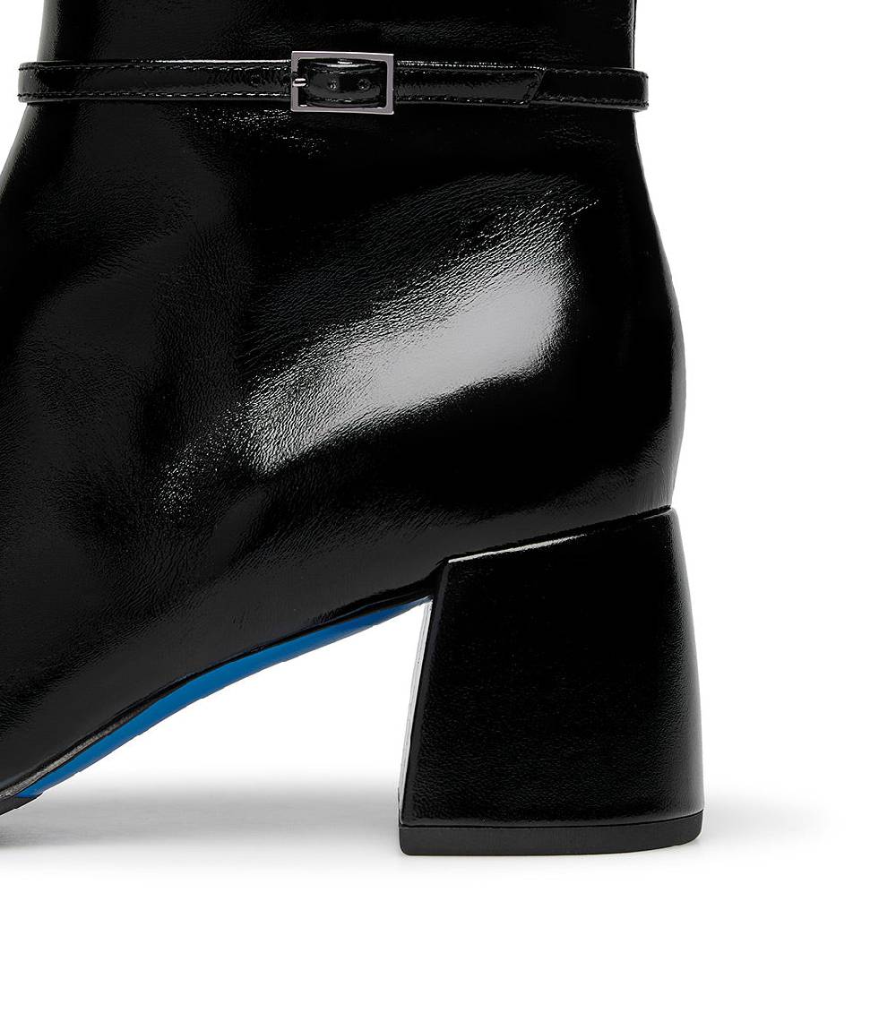 Loriblu Stivaletto in pelle lucida nera con cinturino Vendita