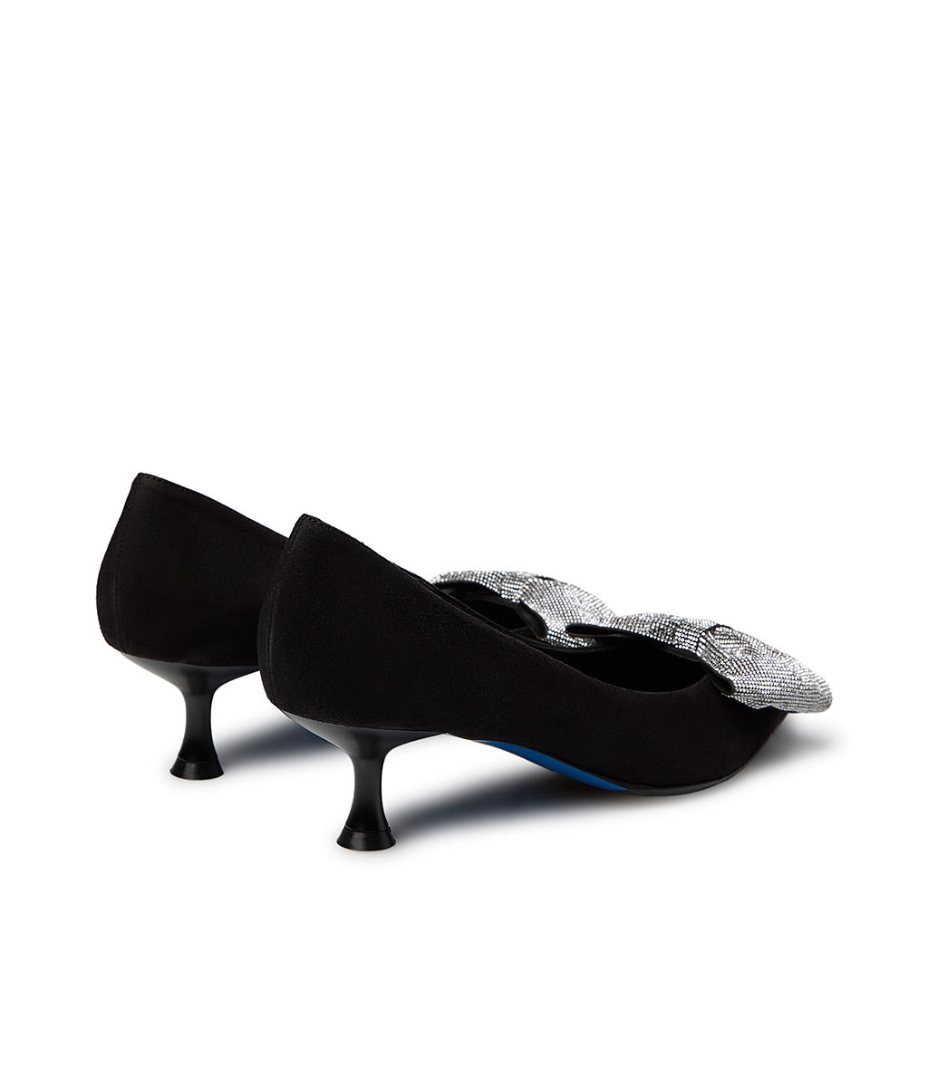 Loriblu Décolleté in camoscio nero con fiocco micro cristalli Spedizione Gratuita