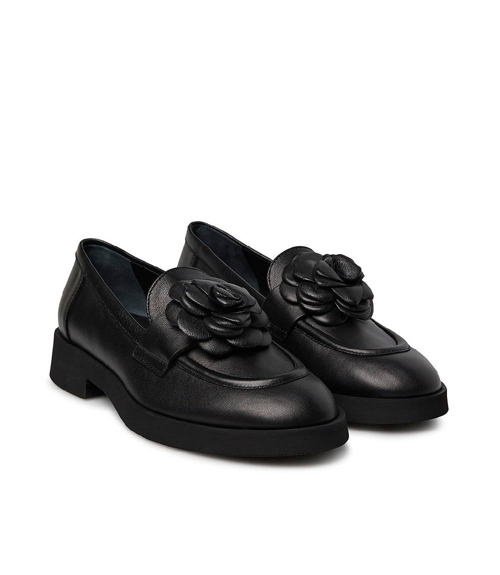 Loriblu Mocassino in nappa nero con fiore Shopping Online
