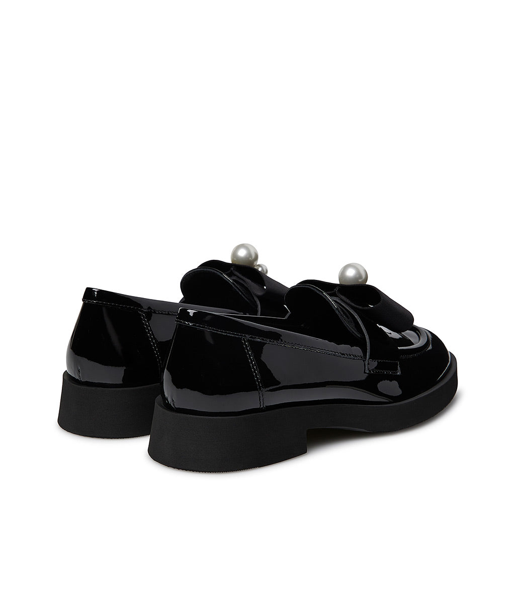 Loriblu Mocassino in vernice nera con gros-grain e perle Prezzo Ridotto