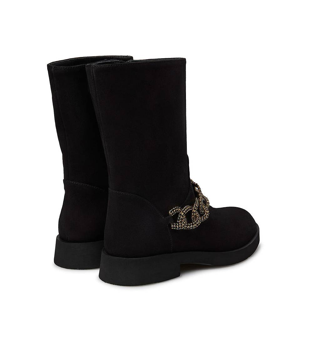 Loriblu Stivaletto in camoscio nero con catena gioiello Sottocosto