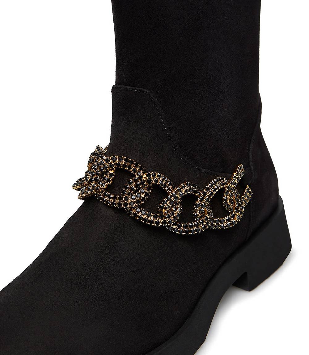 Loriblu Stivaletto in camoscio nero con catena gioiello Sottocosto