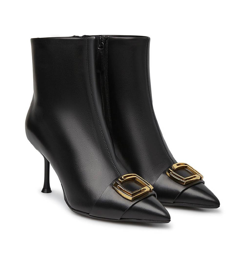 Loriblu Stivaletti in pelle nera con placca-logo Shopping Online