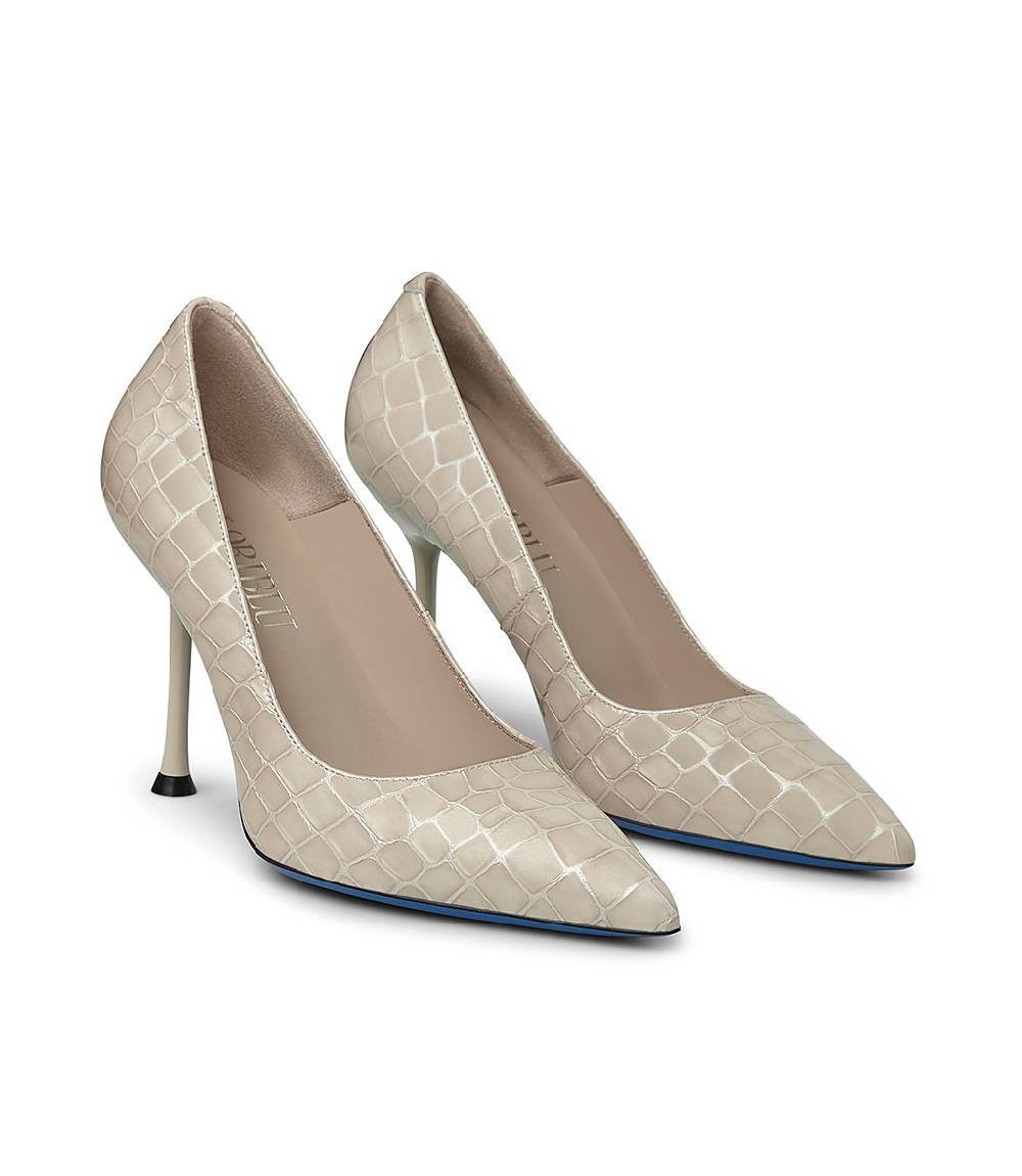 Loriblu Decollete in pelle testurizzata beige Sottocosto