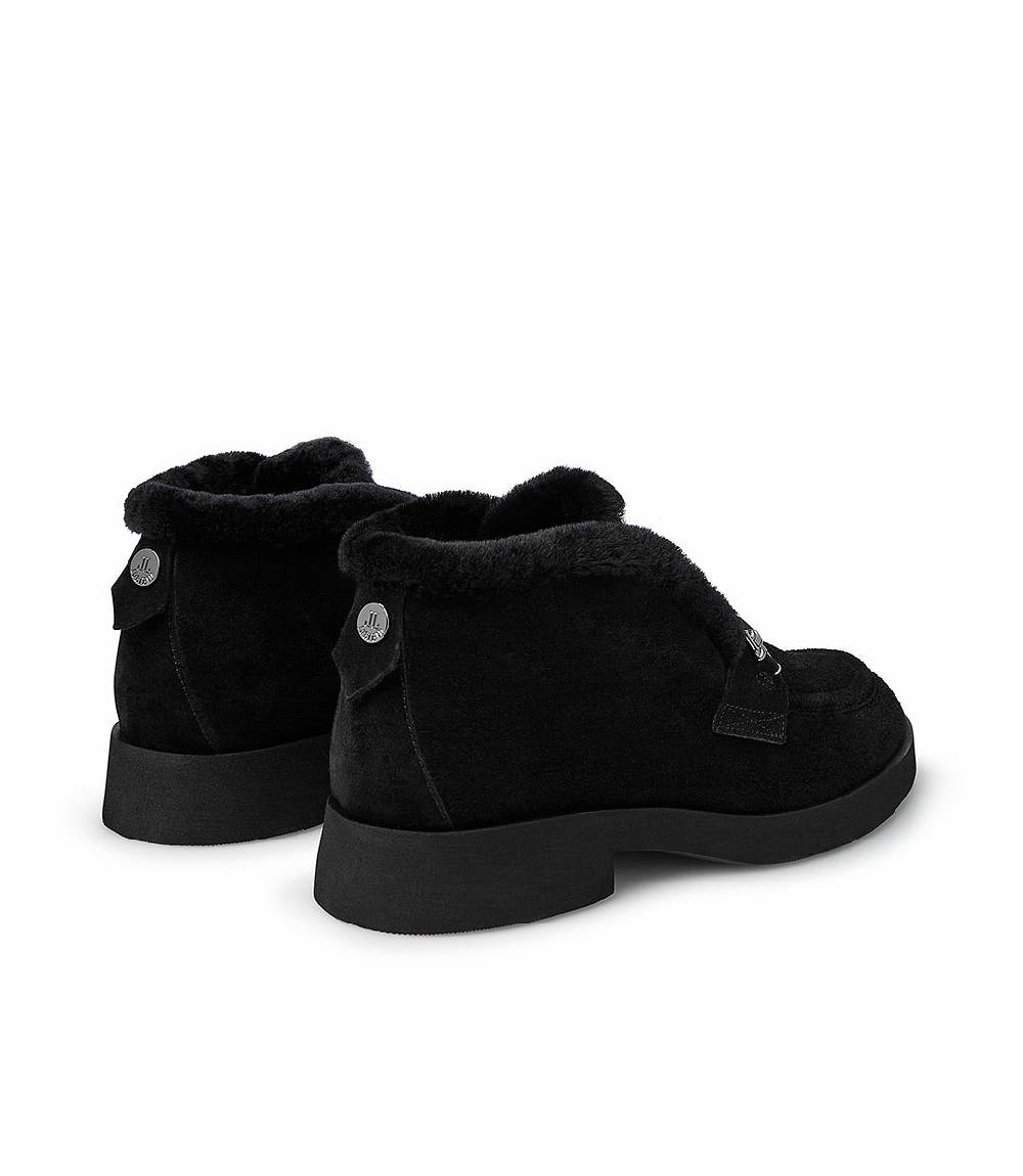 Loriblu Mocassini in pelliccia nera con fibbia-logo Convenienza