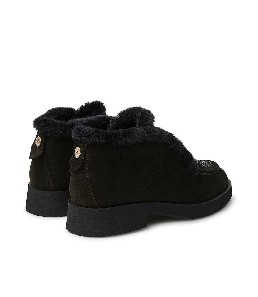 Loriblu Mocassini in pelle scamosciata e shearling nero Sconto