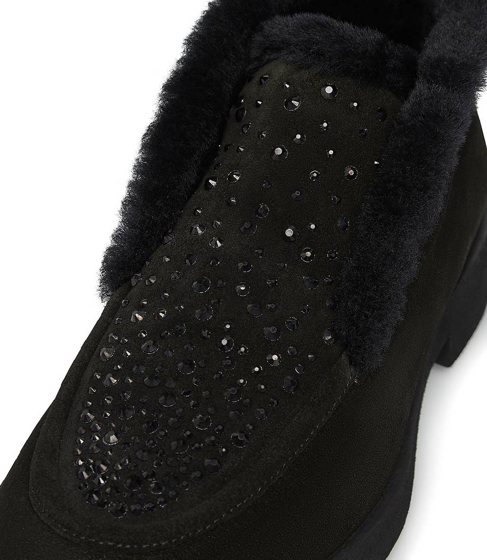 Loriblu Mocassini in pelle scamosciata e shearling nero Sconto