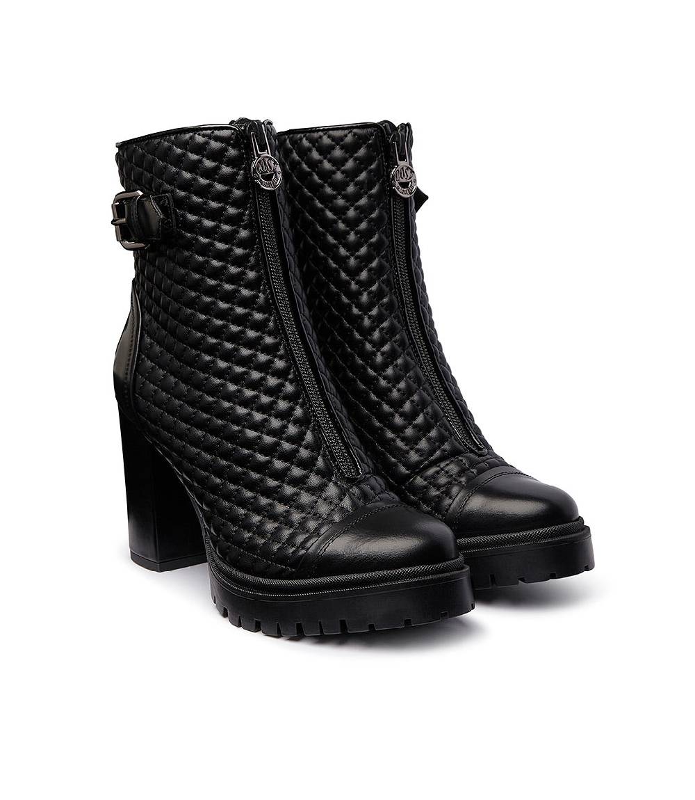 Loriblu Stivaletti in pelle nera con inserti trapuntati Economico