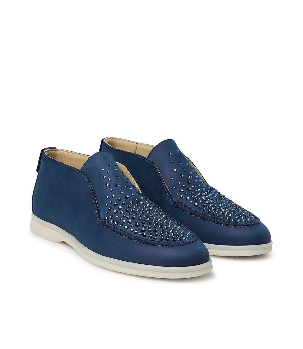 Loriblu Mocassini in pelle blu con cristalli Negozio