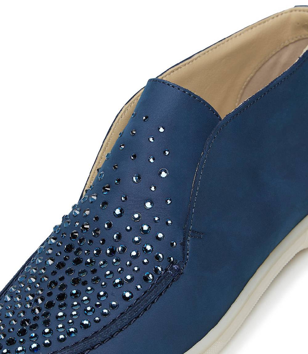 Loriblu Mocassini in pelle blu con cristalli Negozio
