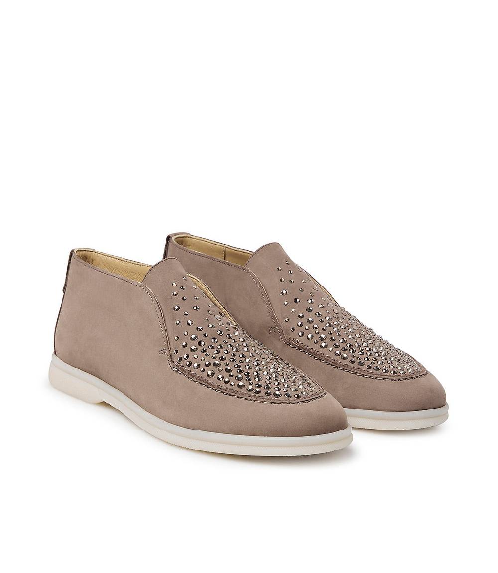 Loriblu Mocassini in pelle fango con cristalli In Saldo
