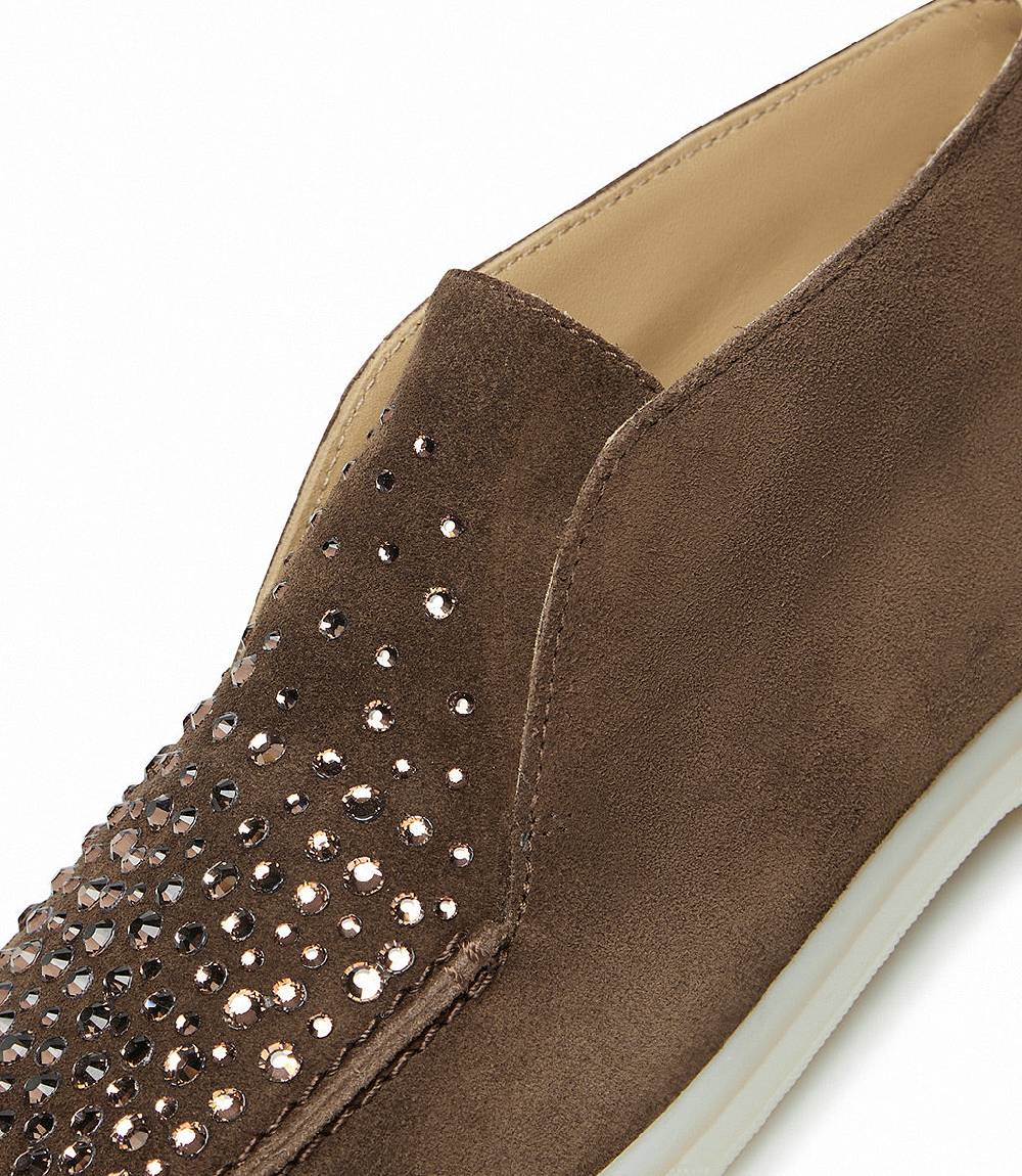 Loriblu Mocassini in pelle scamosciata marrone con cristalli 2025