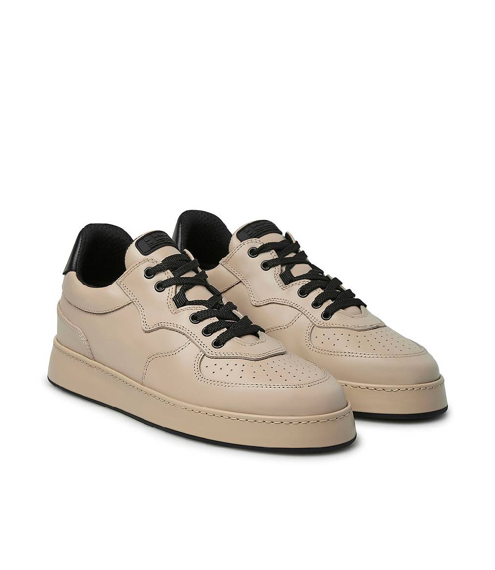 Loriblu Sneakers in pelle beige e nero Vendita