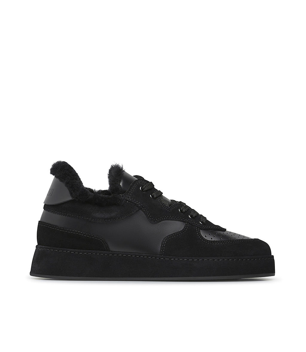 Loriblu Sneakers in pelle, camoscio e shearling nero Qualità Garantita