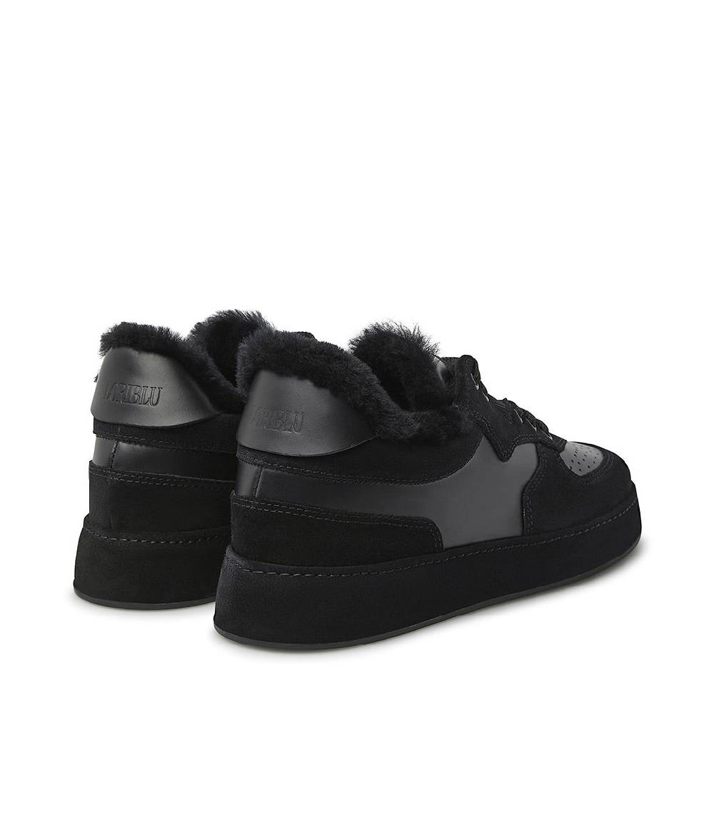 Loriblu Sneakers in pelle, camoscio e shearling nero Qualità Garantita