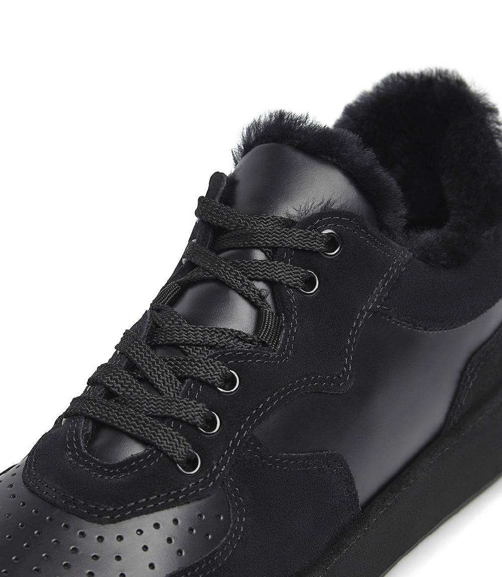 Loriblu Sneakers in pelle, camoscio e shearling nero Qualità Garantita