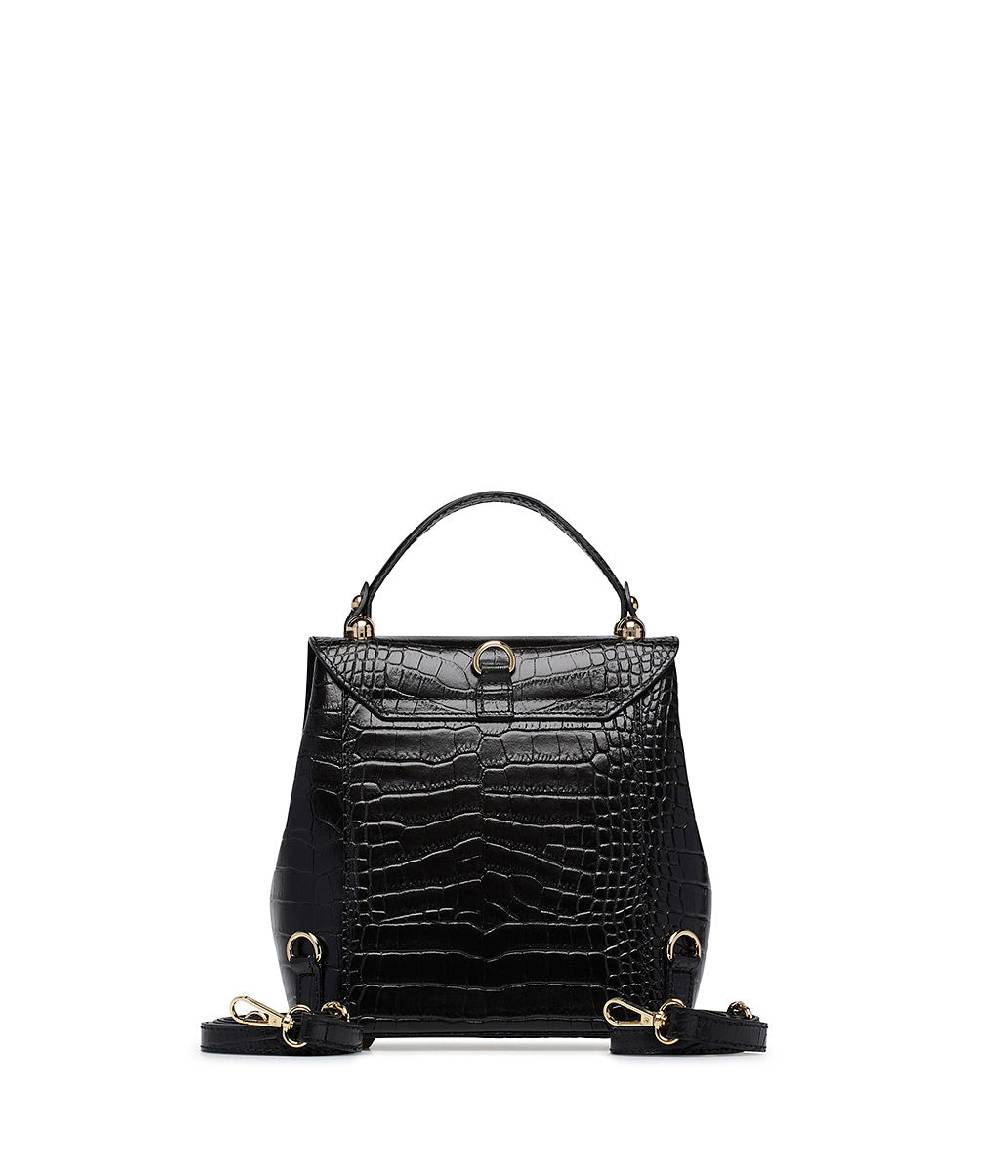 Loriblu Borsa a mano nera in pelle stampa cocco Promozione Limitata