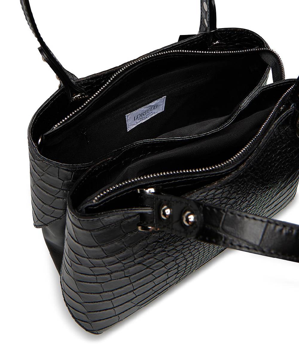 Loriblu Borsa nera in pelle stampa cocco Fino Al -60%