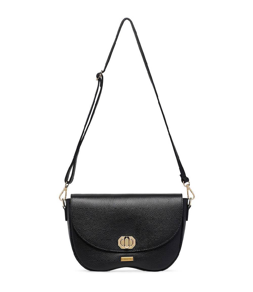 Loriblu Borsa a tracolla in pelle nera testurizzata Shopping Online