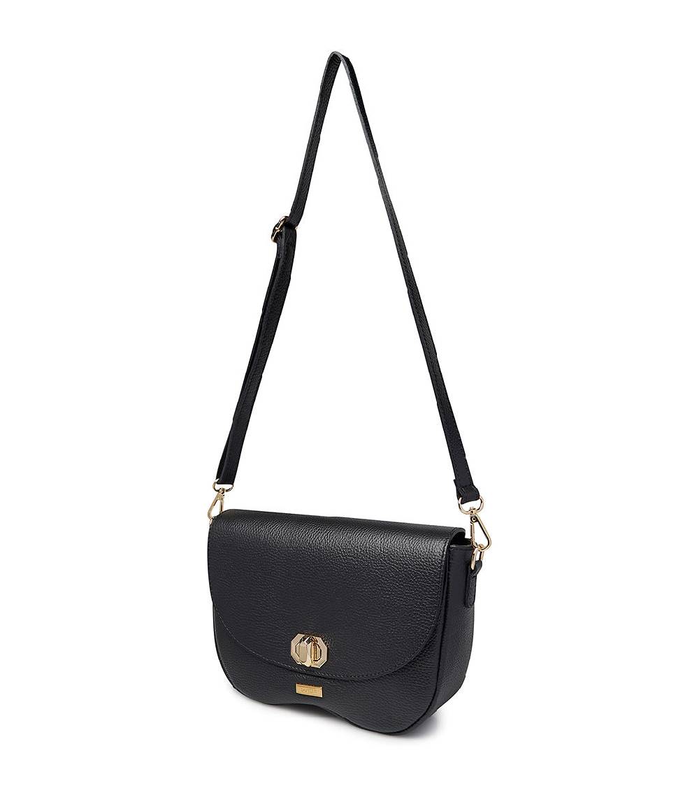 Loriblu Borsa a tracolla in pelle nera testurizzata Shopping Online