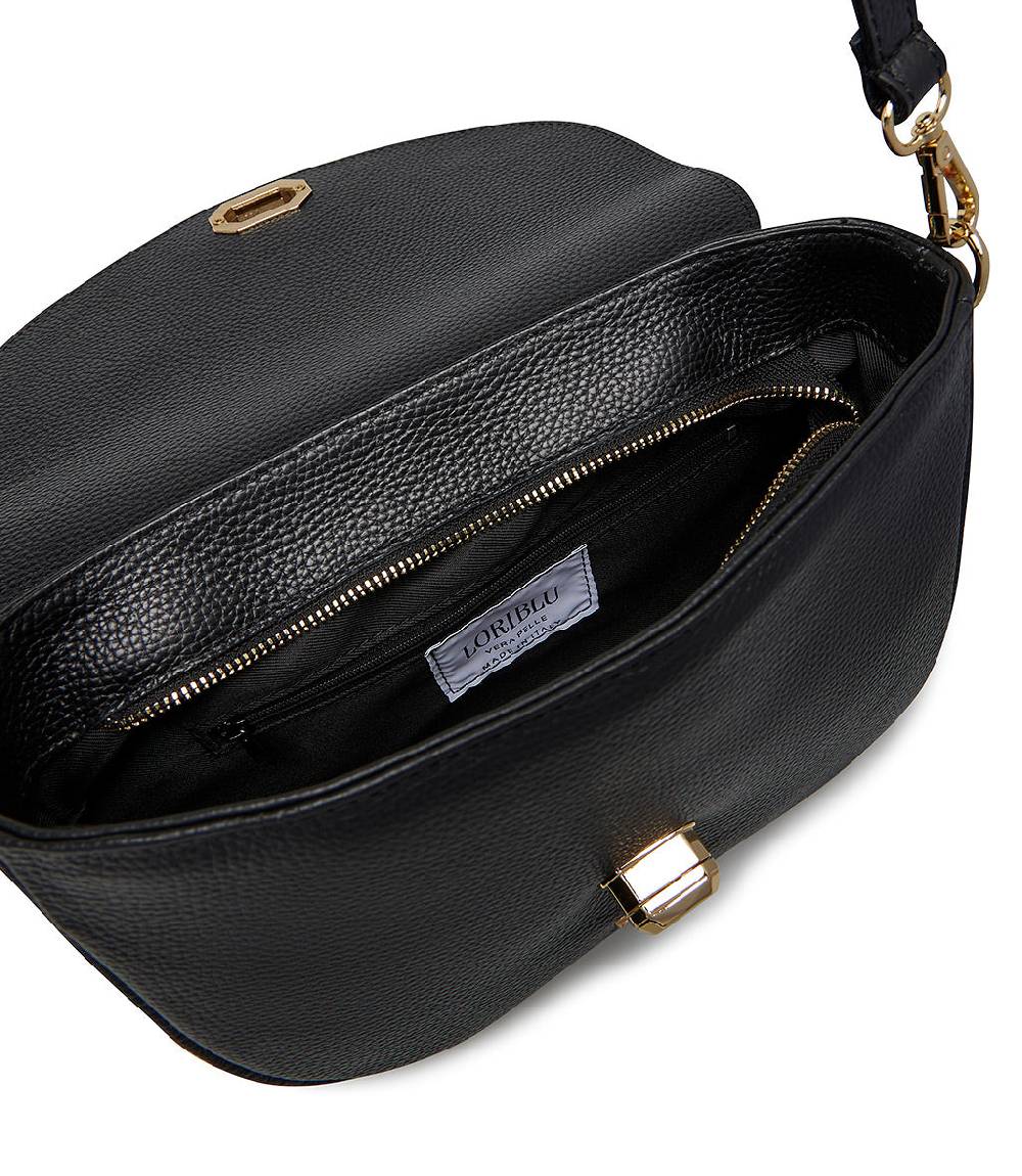 Loriblu Borsa a tracolla in pelle nera testurizzata Shopping Online