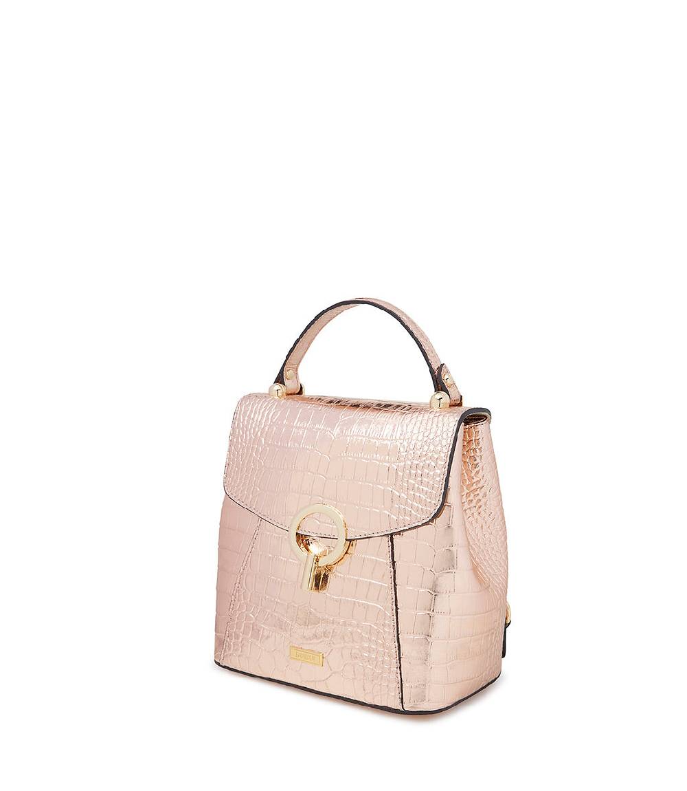 Loriblu Borsa a mano rosa in pelle laminata stampa cocco Affare Del Giorno