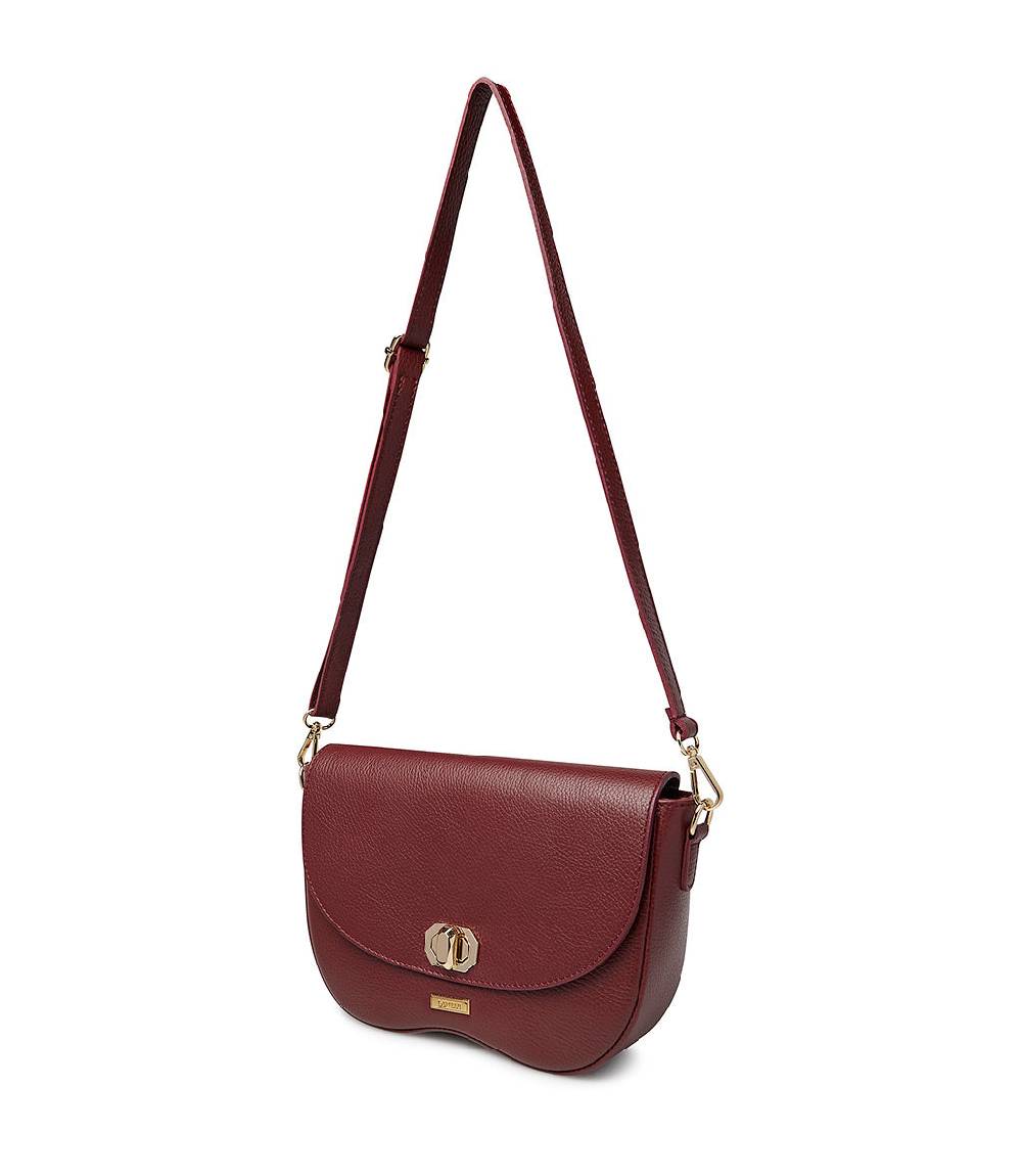 Loriblu Borsa a tracolla in pelle rosso scuro testurizzata Sottocosto