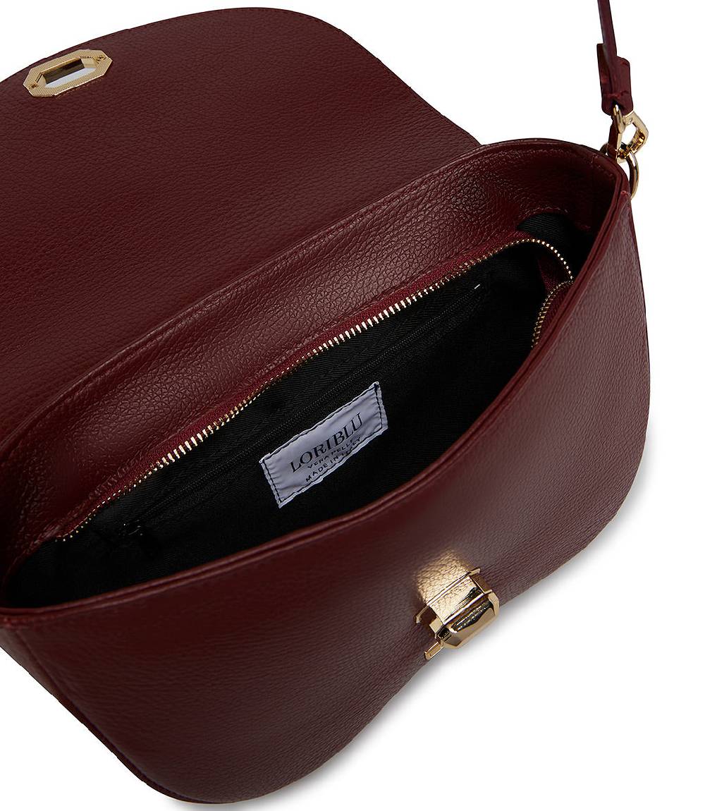 Loriblu Borsa a tracolla in pelle rosso scuro testurizzata Sottocosto