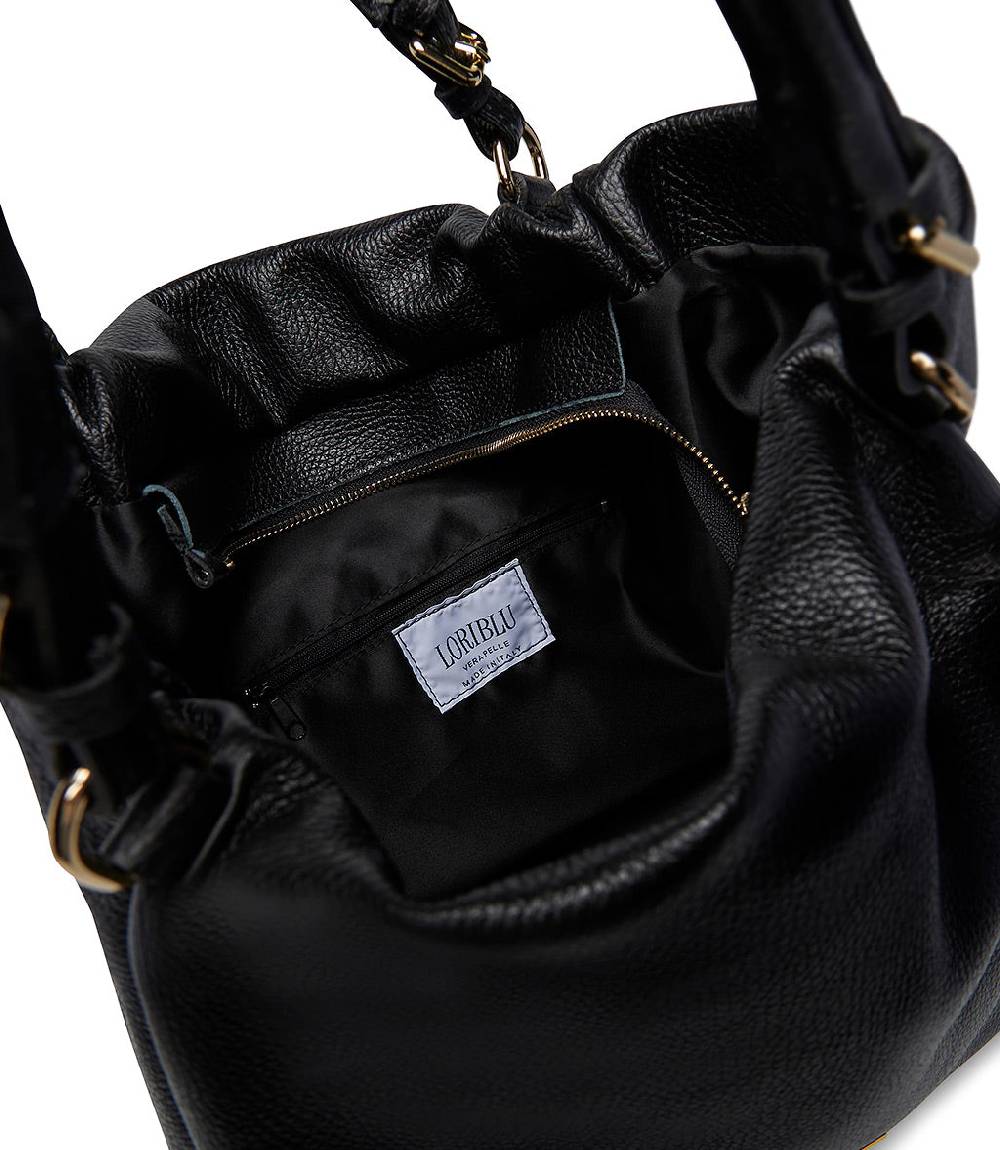 Loriblu Borsa nera in pelle martellata Presa