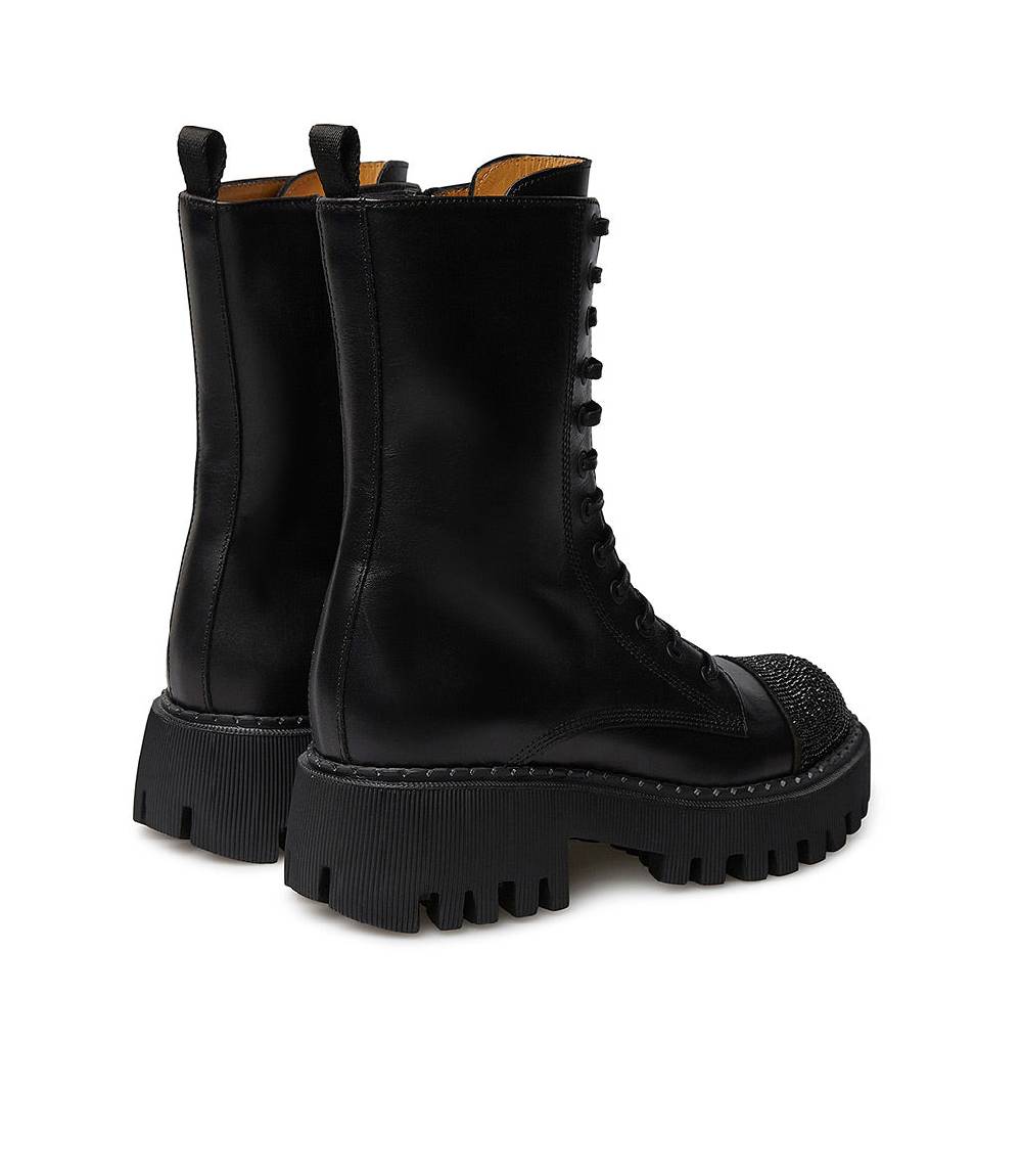 Loriblu Anfibi in vitello nero con cristalli Saldi Di Fabbrica