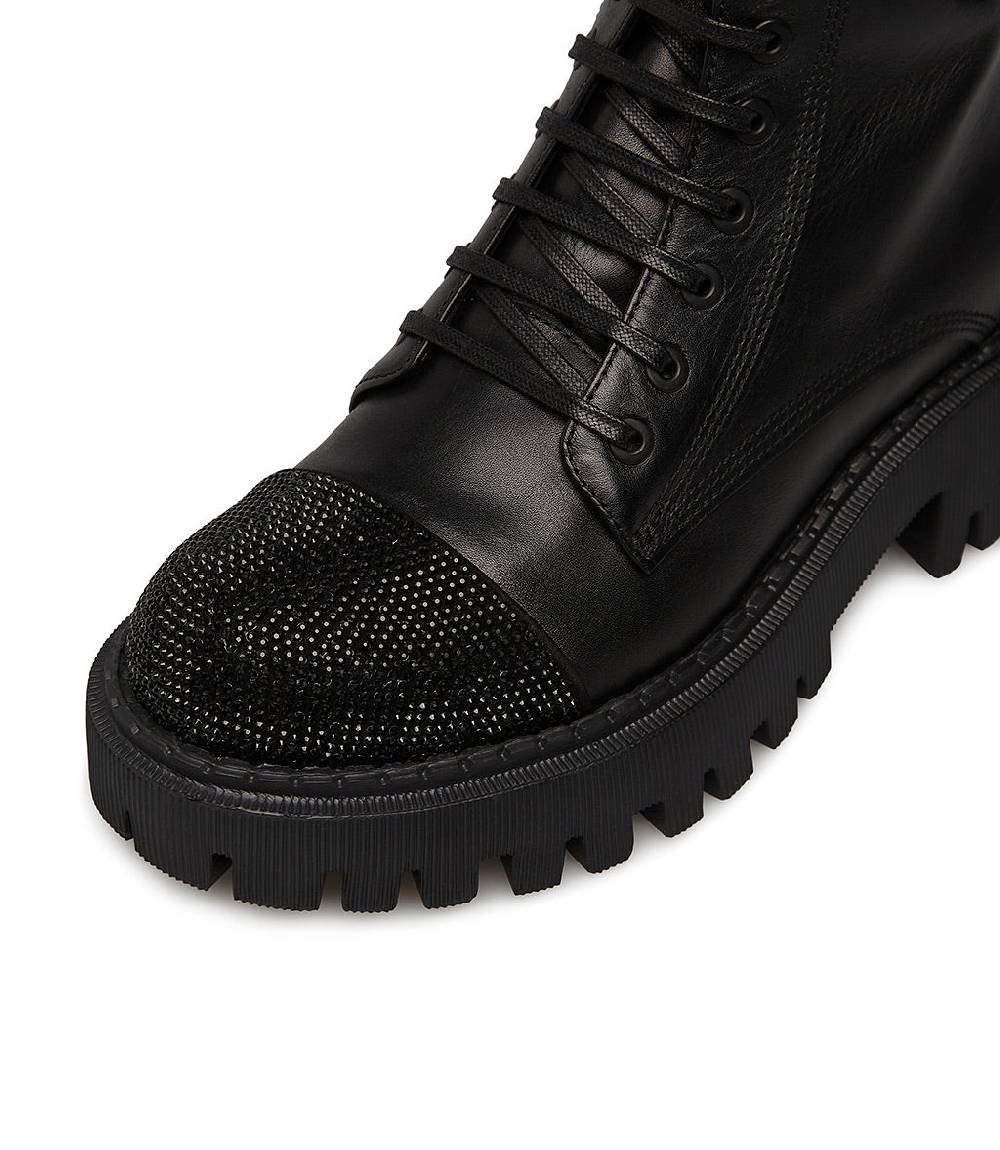 Loriblu Anfibi in vitello nero con cristalli Saldi Di Fabbrica