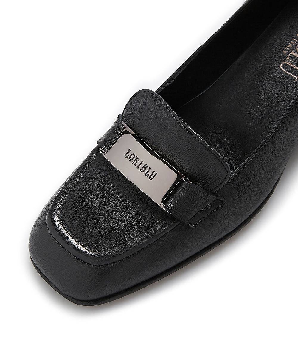 Loriblu Mocassini in nappa nera con placca logo Spedizione gratuita