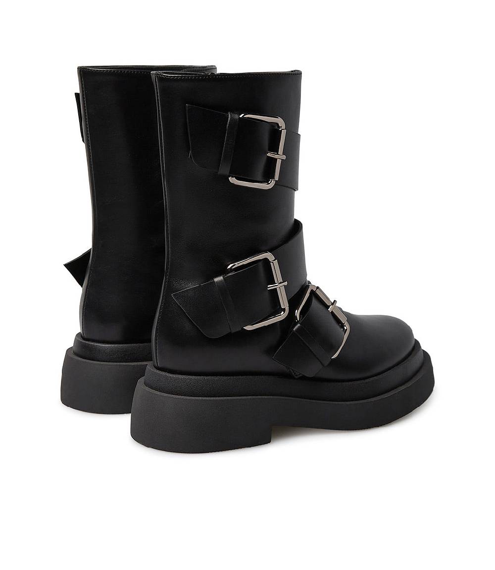 Loriblu Stivaletto in vitello nero con cinturini Offerta speciale