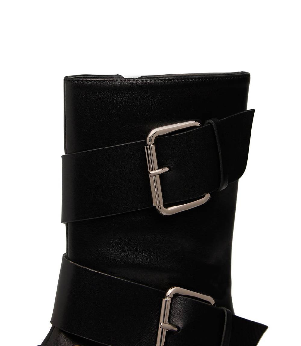 Loriblu Stivaletto in vitello nero con cinturini Offerta speciale