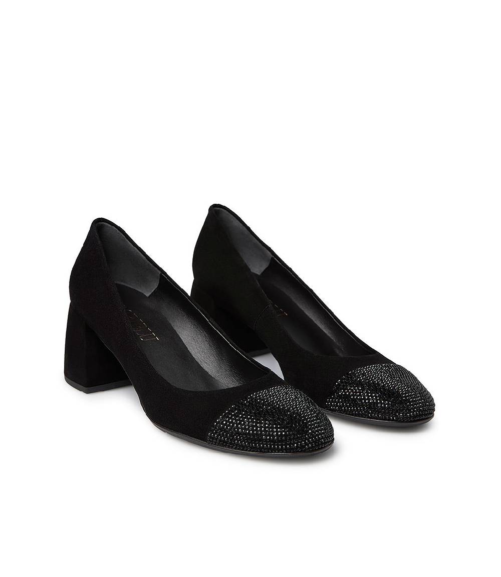 Loriblu Décolleté in camoscio nero con cristalli Offerta esclusiva