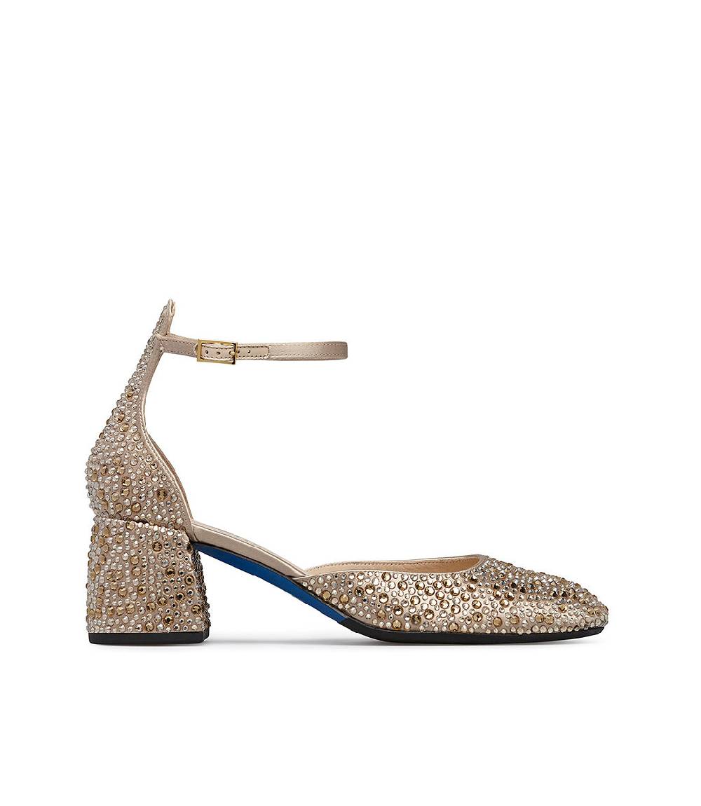 Loriblu Décolleté Mary Jane in raso beige con cristalli all-over Black Friday