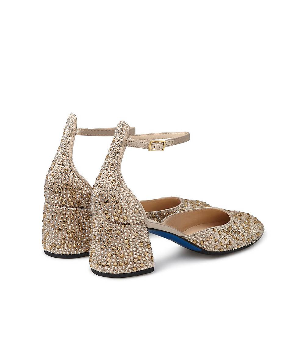 Loriblu Décolleté Mary Jane in raso beige con cristalli all-over Black Friday