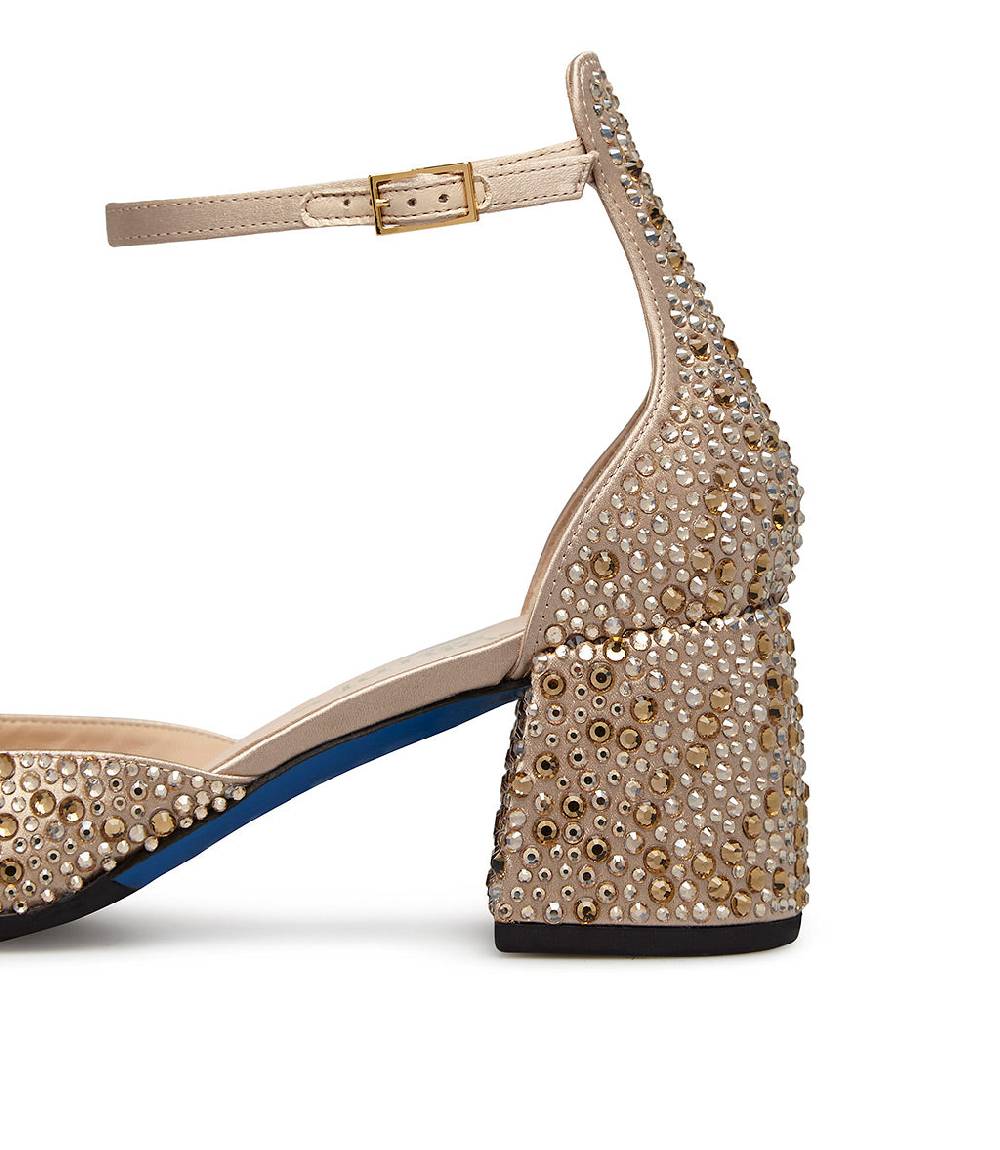 Loriblu Décolleté Mary Jane in raso beige con cristalli all-over Black Friday