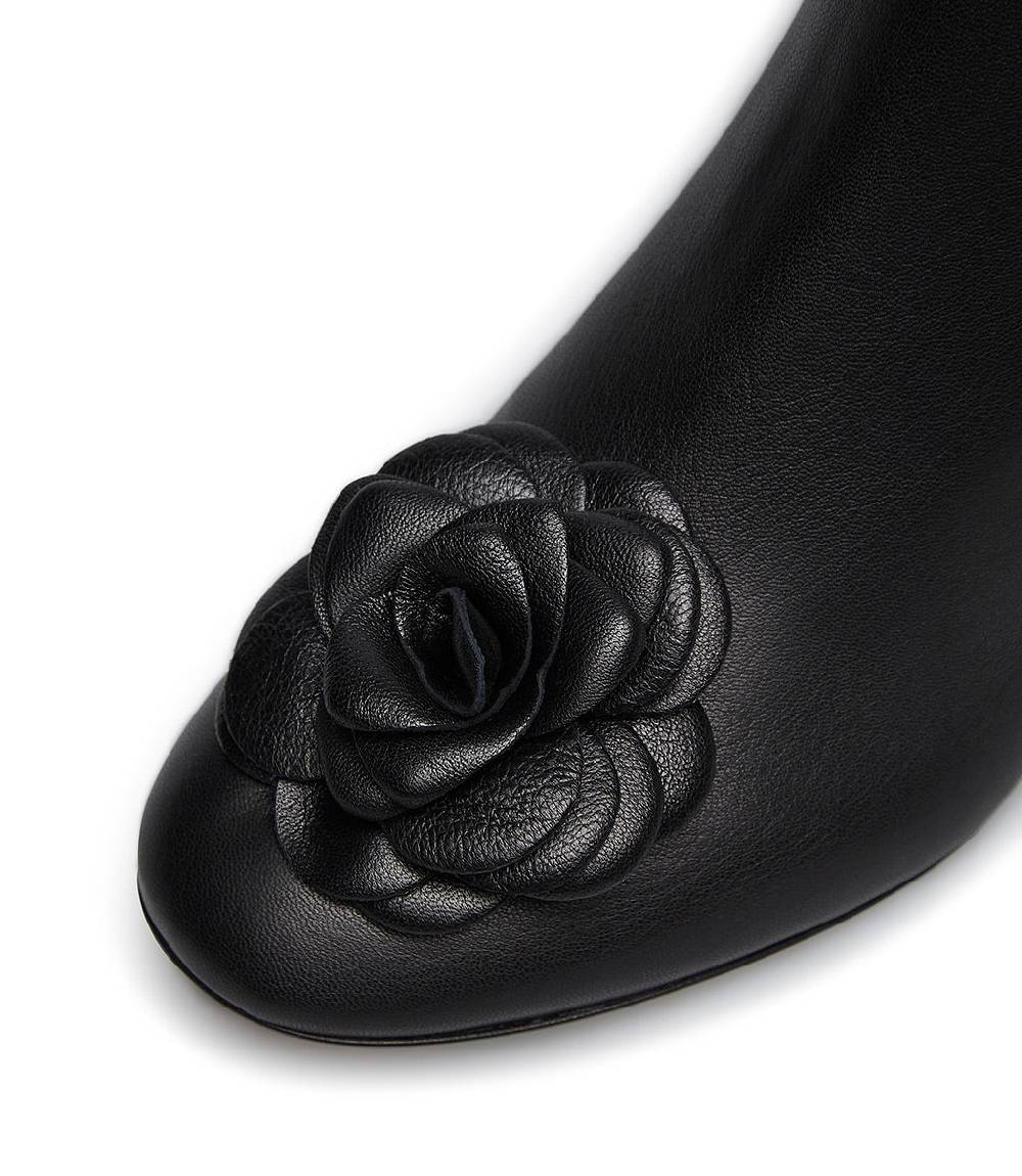 Loriblu Stivaletto in nappa nera con fiore Offerta natalizia