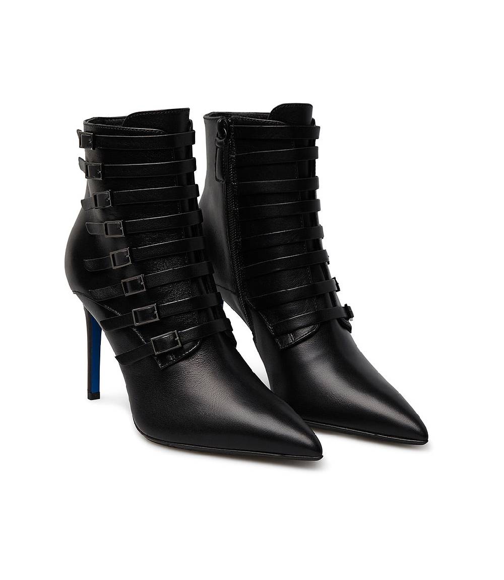 Loriblu Stivaletto in nappa nera con cinturini Vendita calda