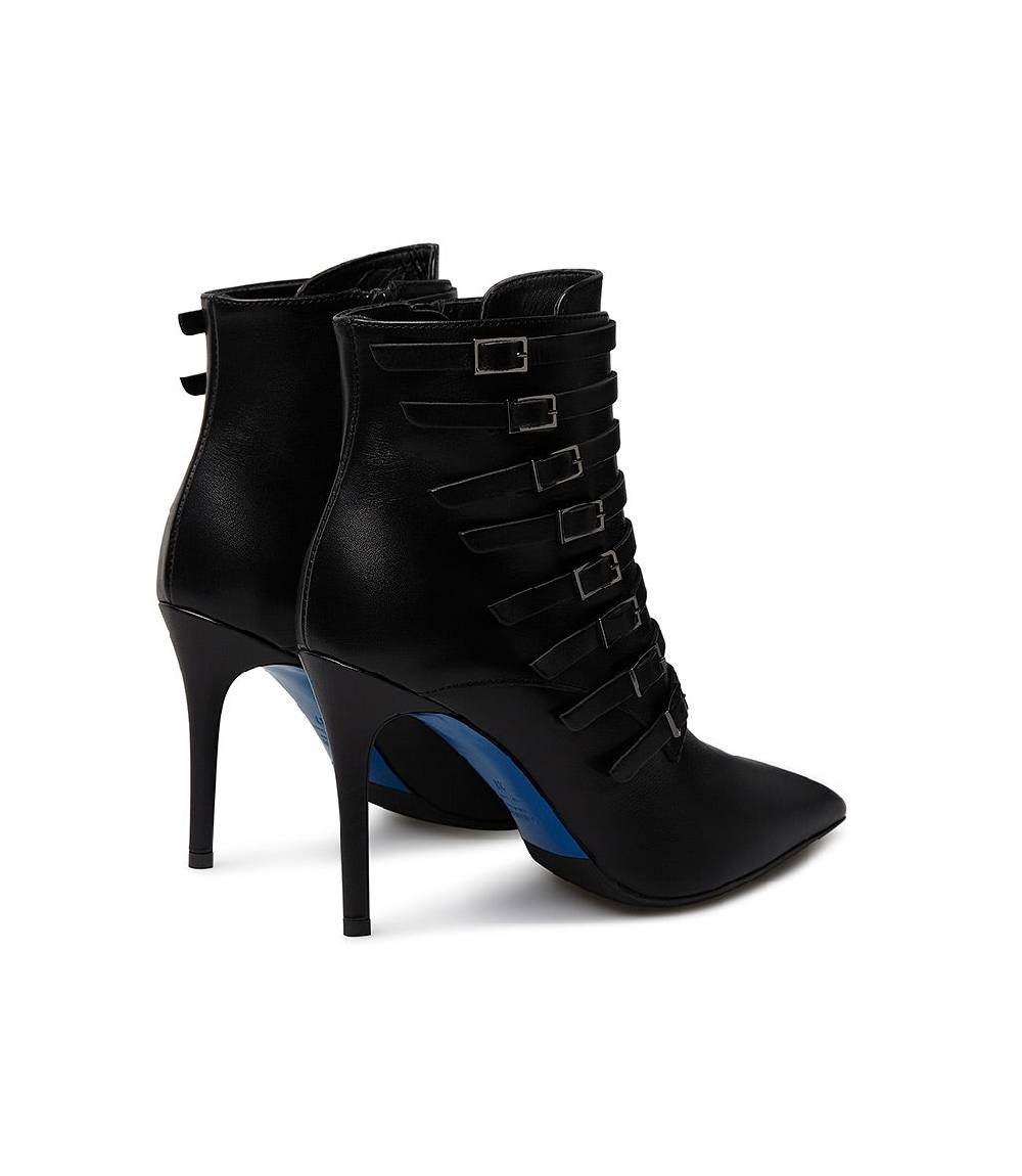 Loriblu Stivaletto in nappa nera con cinturini Vendita calda