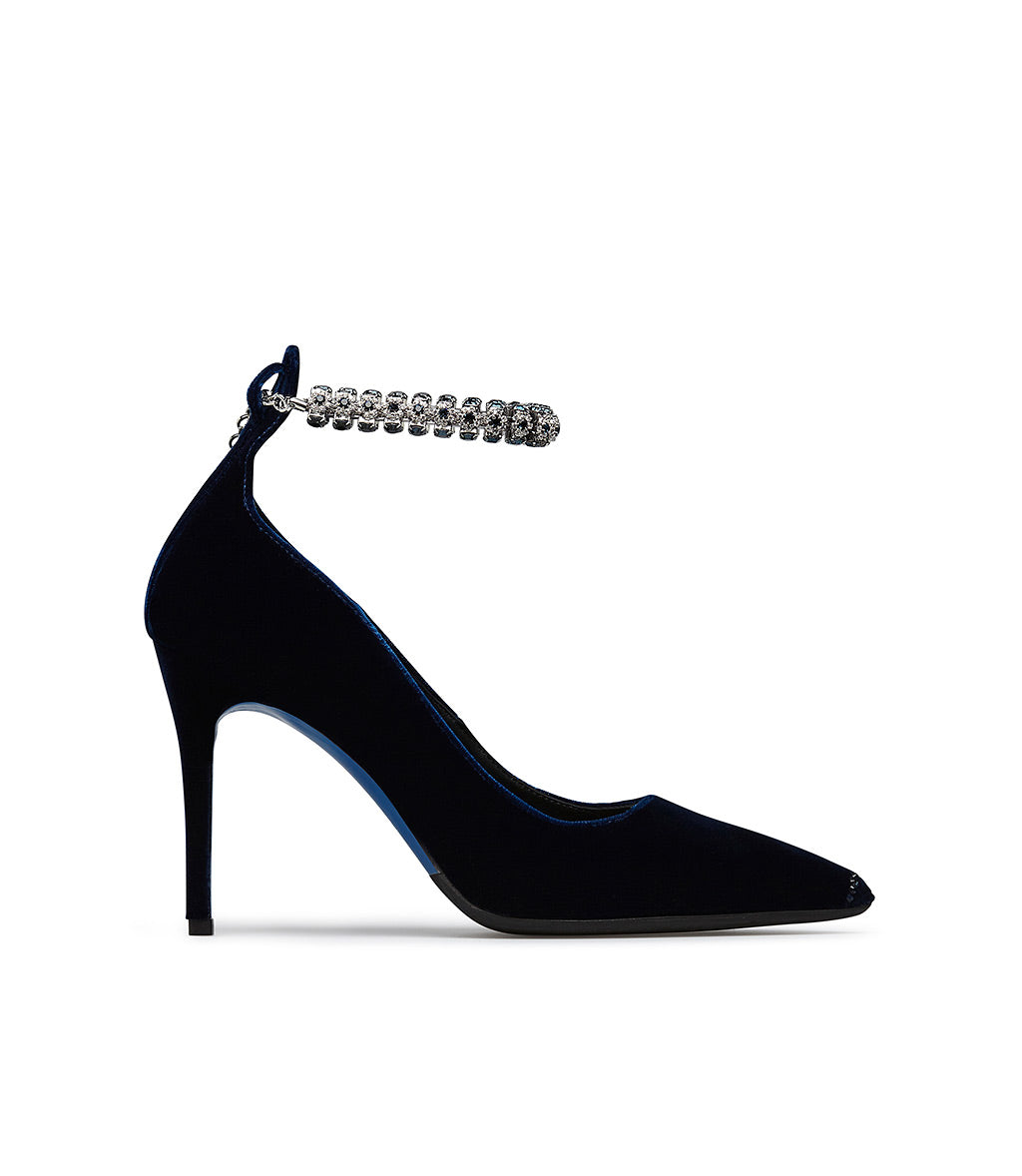 Loriblu Décolleté in velluto blu con cinturino gioiello Super Saving Price
