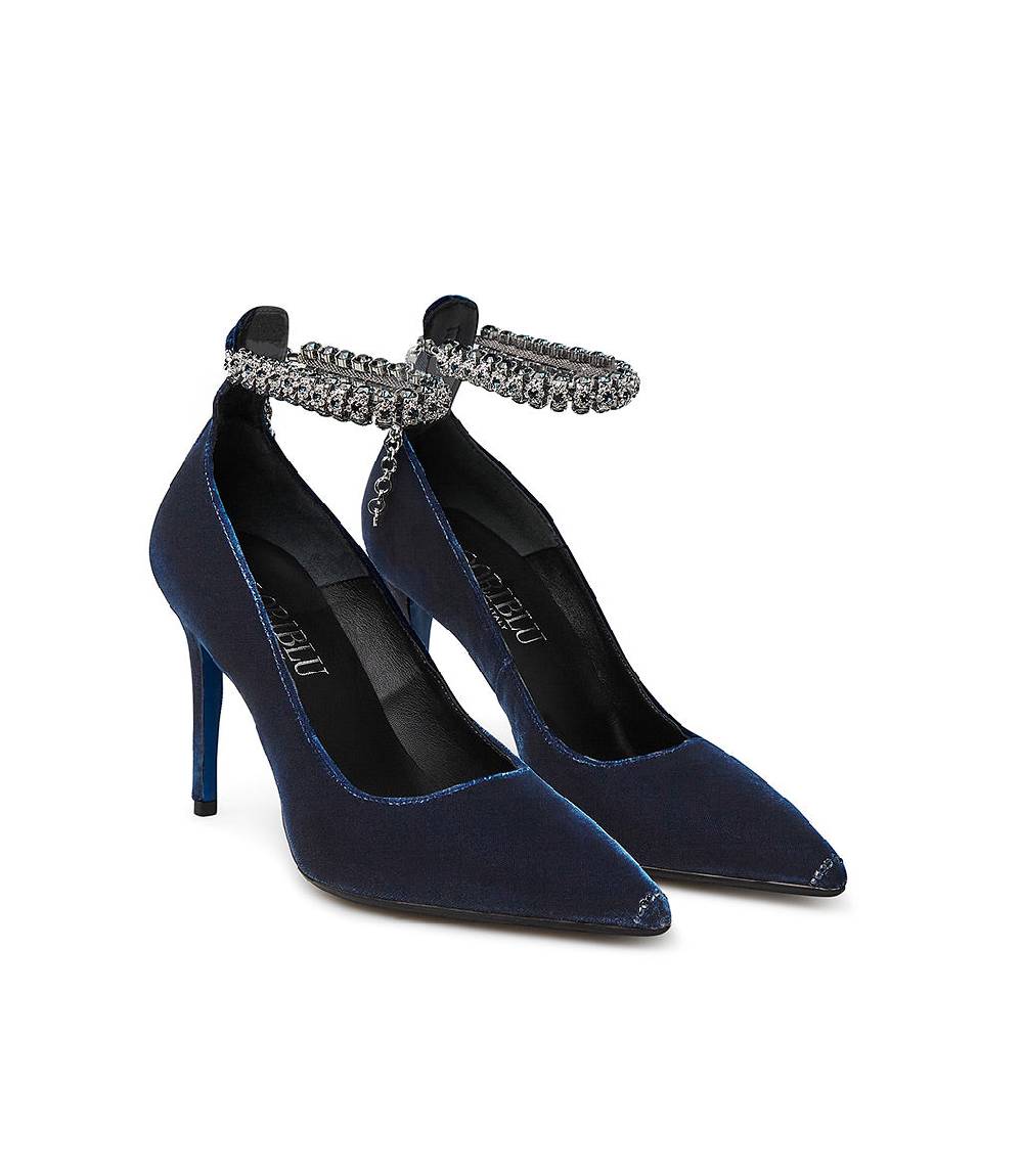 Loriblu Décolleté in velluto blu con cinturino gioiello Super Saving Price