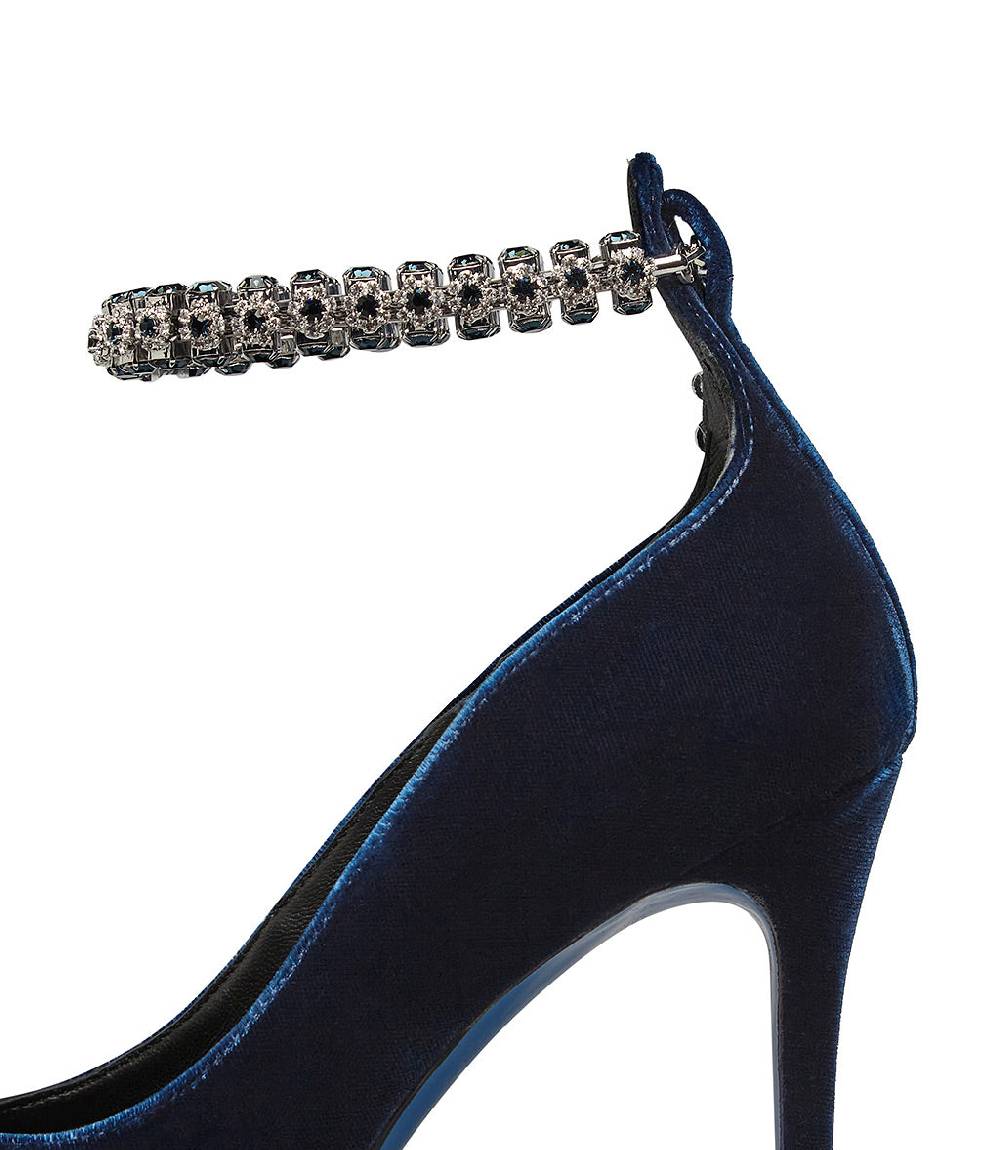 Loriblu Décolleté in velluto blu con cinturino gioiello Super Saving Price
