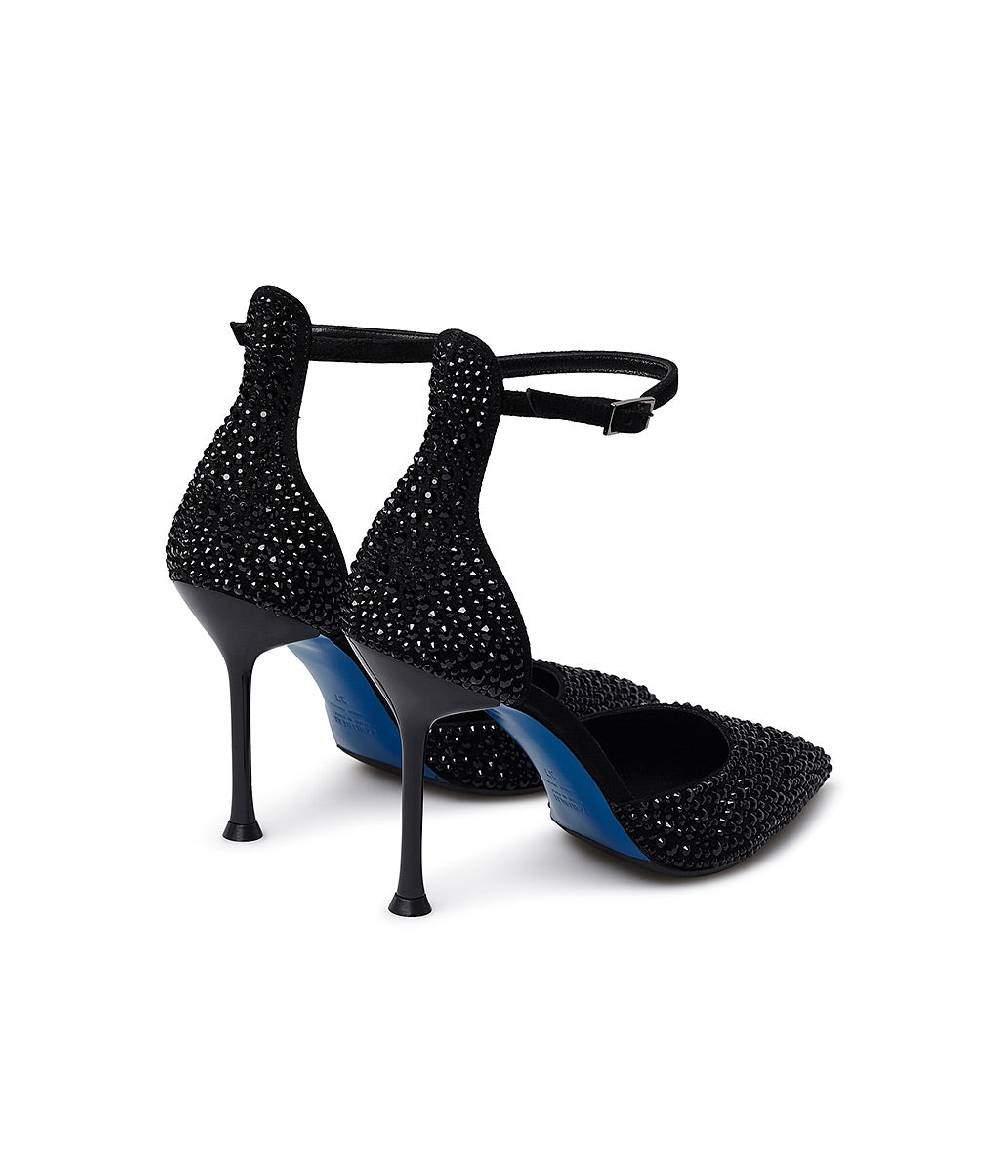 Loriblu Décolleté gioiello in raso nero con cristalli all-over Ultimi tre giorni