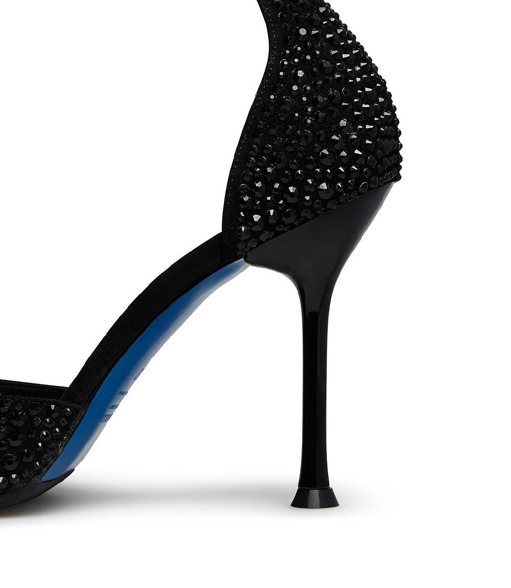 Loriblu Décolleté gioiello in raso nero con cristalli all-over Ultimi tre giorni