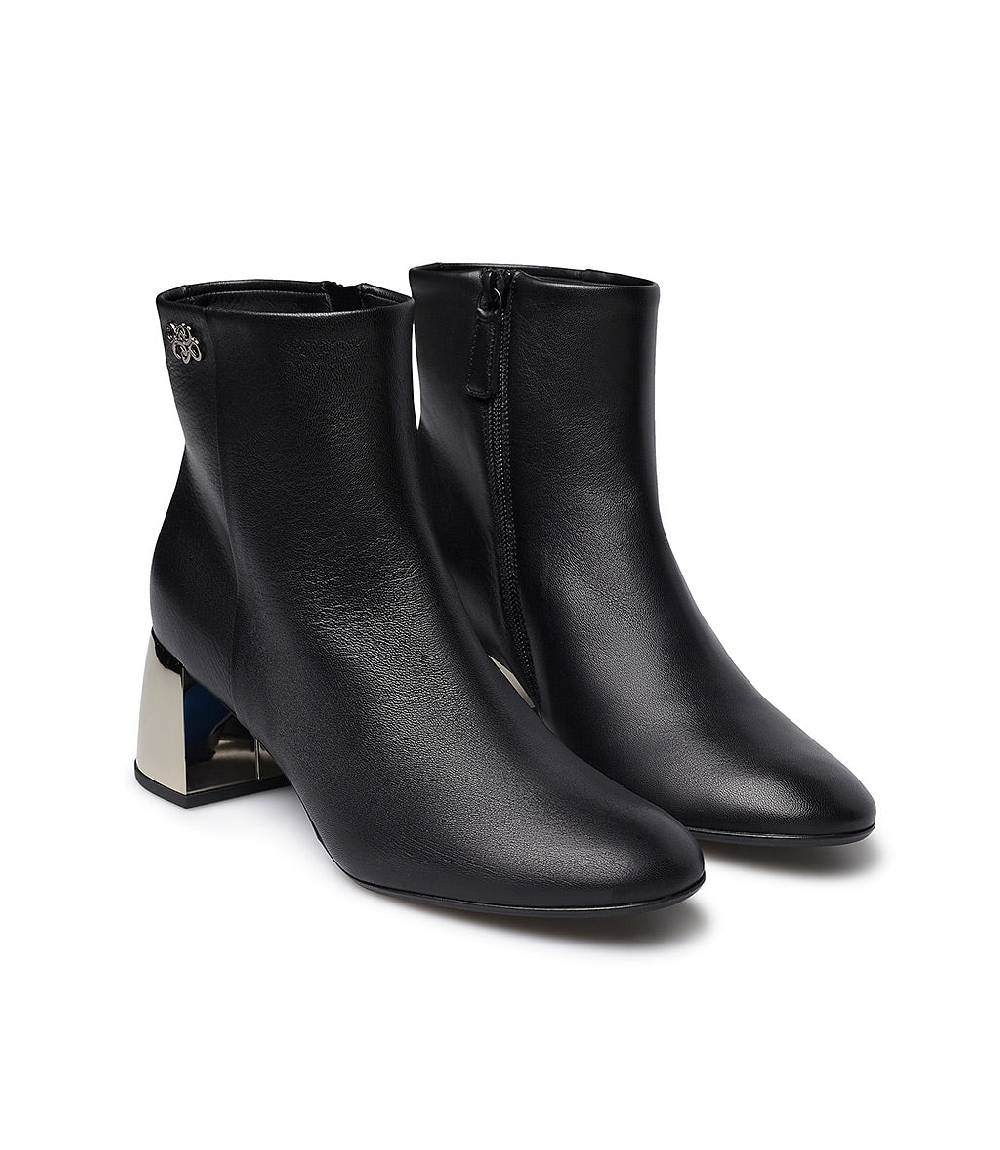 Loriblu Stivaletto in nappa nera con tacco metal argento Ultimo giorno