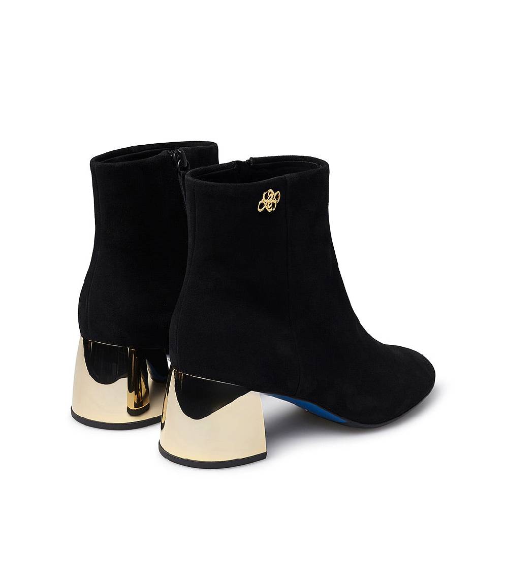 Loriblu Stivaletto in camoscio nero con tacco metal oro Promozione temporanea