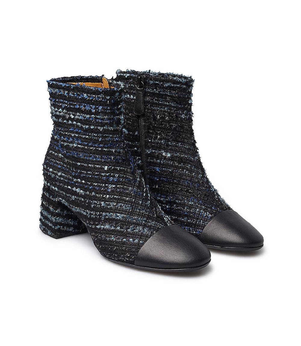 Loriblu Stivaletto in tessuto tweed e nappa blu Fino al 50% di sconto
